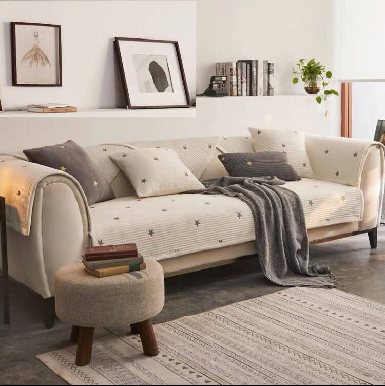 Μαξιλάρι καναπέ με αντιολισθητικό ύφασμα από 100% βαμβάκι, κέντημα με αστέρι πέντε ακτών, νορδικού στυλ, μοντέρνο μινιμαλιστικό σχέδιο