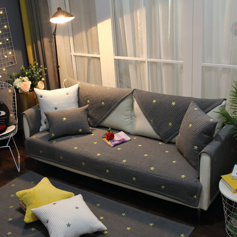 Μαξιλάρι καναπέ με αντιολισθητικό ύφασμα από 100% βαμβάκι, κέντημα με αστέρι πέντε ακτών, νορδικού στυλ, μοντέρνο μινιμαλιστικό σχέδιο