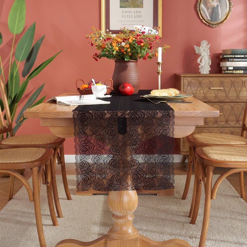 Διάδρομος τραπεζιού – πολυεστέρας, φλοράλ μοτίβο, γαλλικό στυλ, ορθογώνιο σχήμα