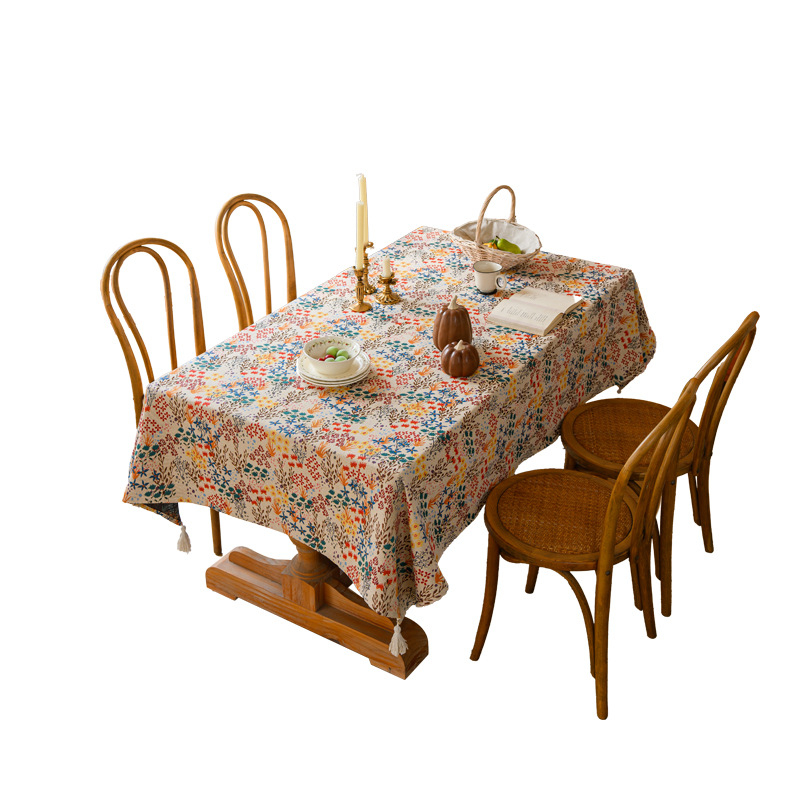 Κάλυμμα τραπεζιού από βαμβάκι και λινό, ορθογώνιο, φλοράλ σχέδιο, γαλλικό στυλ, αντιολισθητικό