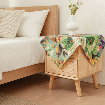 Τραπεζομάντηλο σε αμερικανικό στυλ με μοτίβο φυτών/λουλουδιών, ορθογώνιο, 100% πολυεστέρας, εκτύπωση, αντιολισθητικό, προστασία από τη σκόνη, θερμική μόνωση