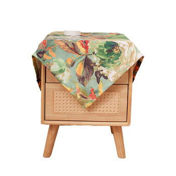 Τραπεζομάντηλο σε αμερικανικό στυλ με μοτίβο φυτών/λουλουδιών, ορθογώνιο, 100% πολυεστέρας, εκτύπωση, αντιολισθητικό, προστασία από τη σκόνη, θερμική μόνωση