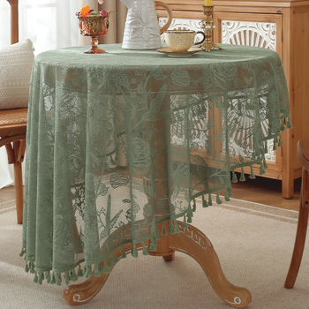 Τραπεζομάντιλο στρογγυλό από πολυεστέρα με μοτίβο φυτών και λουλουδιών, αναπνεύσιμο, εύκολο στον καθαρισμό