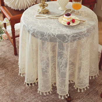 Τραπεζομάντιλο στρογγυλό από πολυεστέρα με μοτίβο φυτών και λουλουδιών, αναπνεύσιμο, εύκολο στον καθαρισμό