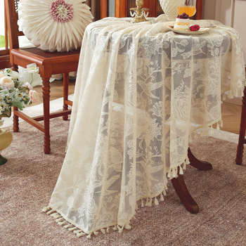 Τραπεζομάντιλο στρογγυλό από πολυεστέρα με μοτίβο φυτών και λουλουδιών, αναπνεύσιμο, εύκολο στον καθαρισμό