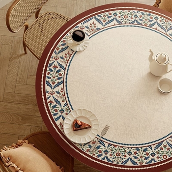 Κύκλικό PU τραπεζομάντηλο – Αδιάβροχο, Ανθεκτικό στα λίπη, Αντι-καψίματα και Θερμική μόνωση, Ριγέ σχέδιο