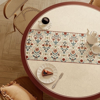 Κύκλικό PU τραπεζομάντηλο – Αδιάβροχο, Ανθεκτικό στα λίπη, Αντι-καψίματα και Θερμική μόνωση, Ριγέ σχέδιο