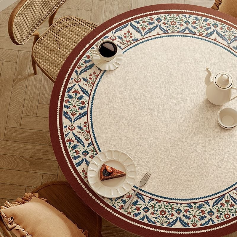 Κύκλικό PU τραπεζομάντηλο – Αδιάβροχο, Ανθεκτικό στα λίπη, Αντι-καψίματα και Θερμική μόνωση, Ριγέ σχέδιο