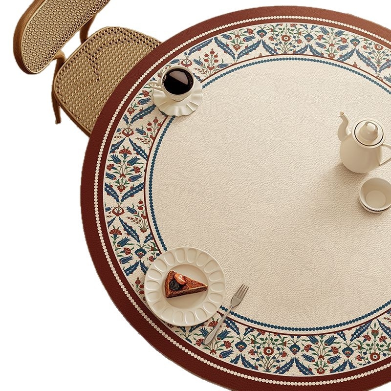 Κύκλικό PU τραπεζομάντηλο – Αδιάβροχο, Ανθεκτικό στα λίπη, Αντι-καψίματα και Θερμική μόνωση, Ριγέ σχέδιο