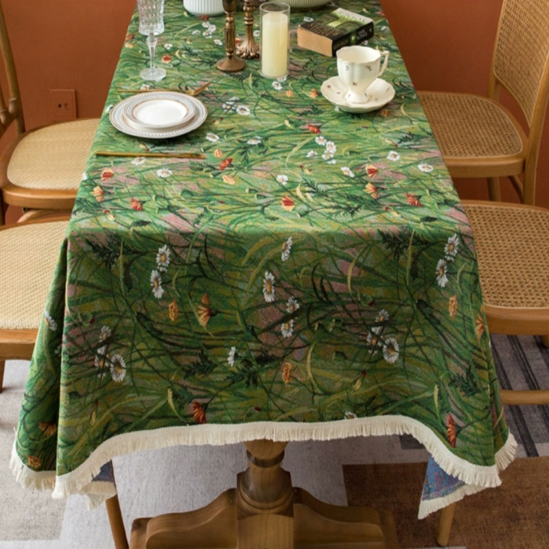 Pastoralni stolnjak s margaritarama, kvadratnog oblika, od tkanine, protuklizan, otporan na prašinu, dekorativan završetak, moderni minimalistički stil