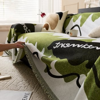 Κάλυμμα καναπέ από chenille για διαμορφωμένο καναπέ, ριγέ σχέδιο, φρέσκο και δροσερό στυλ, προστατευτικό κάλυμμα καναπέ