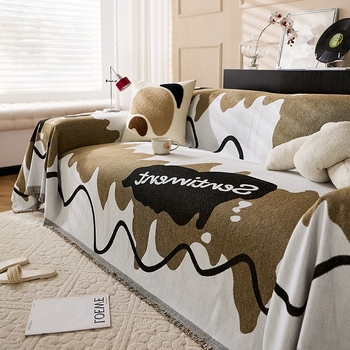 Κάλυμμα καναπέ από chenille για διαμορφωμένο καναπέ, ριγέ σχέδιο, φρέσκο και δροσερό στυλ, προστατευτικό κάλυμμα καναπέ