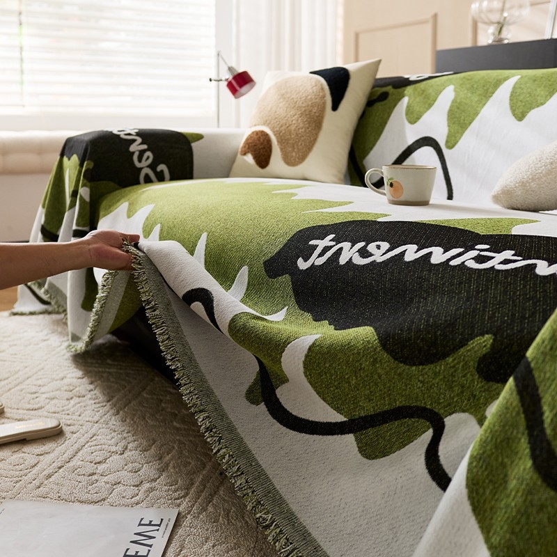 Κάλυμμα καναπέ από chenille για διαμορφωμένο καναπέ, ριγέ σχέδιο, φρέσκο και δροσερό στυλ, προστατευτικό κάλυμμα καναπέ