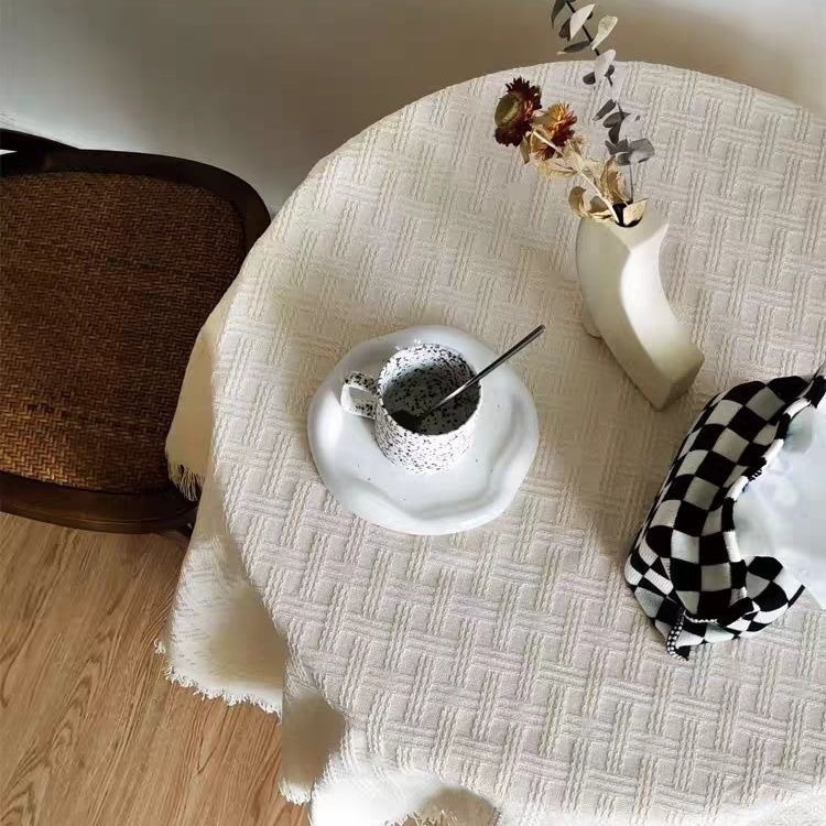 Τραπεζομάντηλο από βαμβάκι, τετράγωνο, Νορδικός στυλ, Σχέδιο με πλέγμα, Αντιρυτιδικό