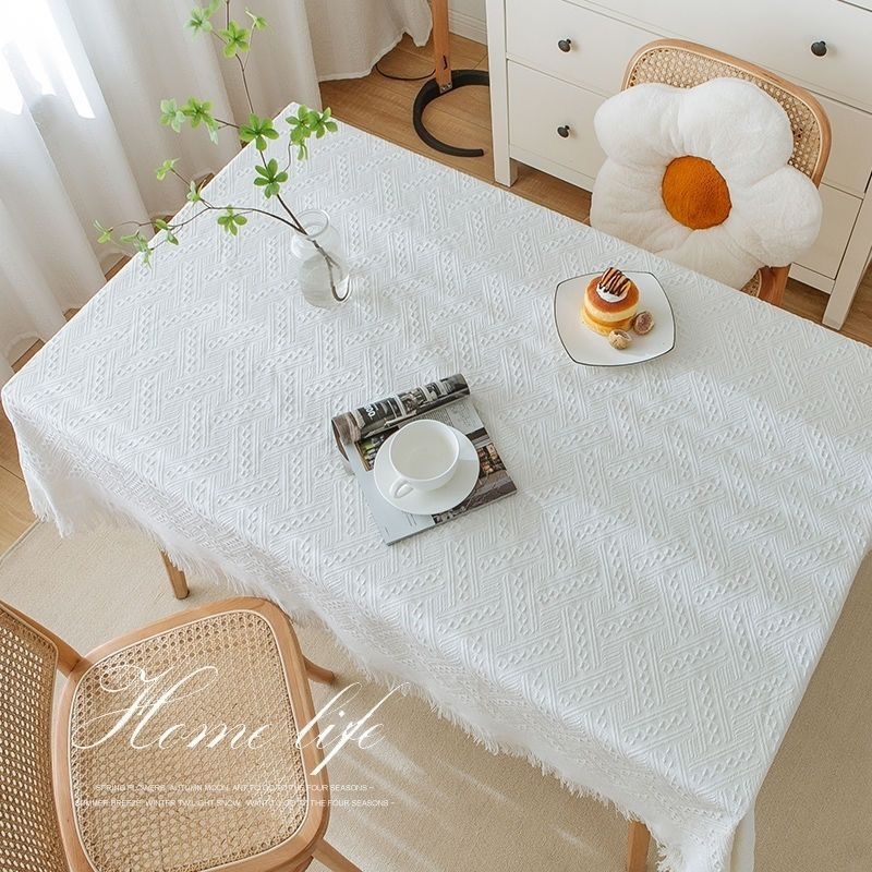 Τραπεζομάντηλο από βαμβάκι, τετράγωνο, Νορδικός στυλ, Σχέδιο με πλέγμα, Αντιρυτιδικό