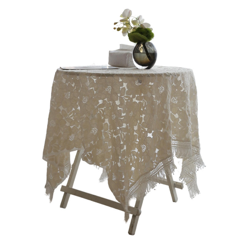 Τραπεζομάντηλο με κεντήματα δαντέλας, πολυεστέρας, ορθογώνιο, γαλλικό στυλ, φυτικά μοτίβα