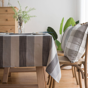 Τραπεζομάντιλο, 100% πολυεστέρας, ορθογώνιο, αδιάβροχο, ανθεκτικό στη σκόνη, ριγέ σκανδιναβικό μινιμαλιστικό σχέδιο