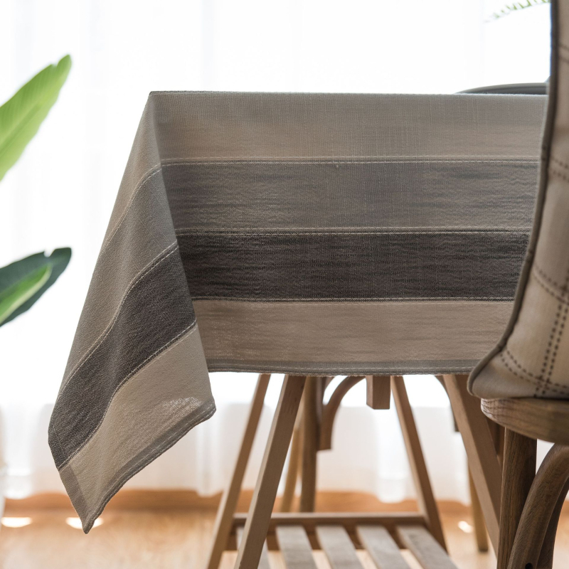 Τραπεζομάντιλο, 100% πολυεστέρας, ορθογώνιο, αδιάβροχο, ανθεκτικό στη σκόνη, ριγέ σκανδιναβικό μινιμαλιστικό σχέδιο