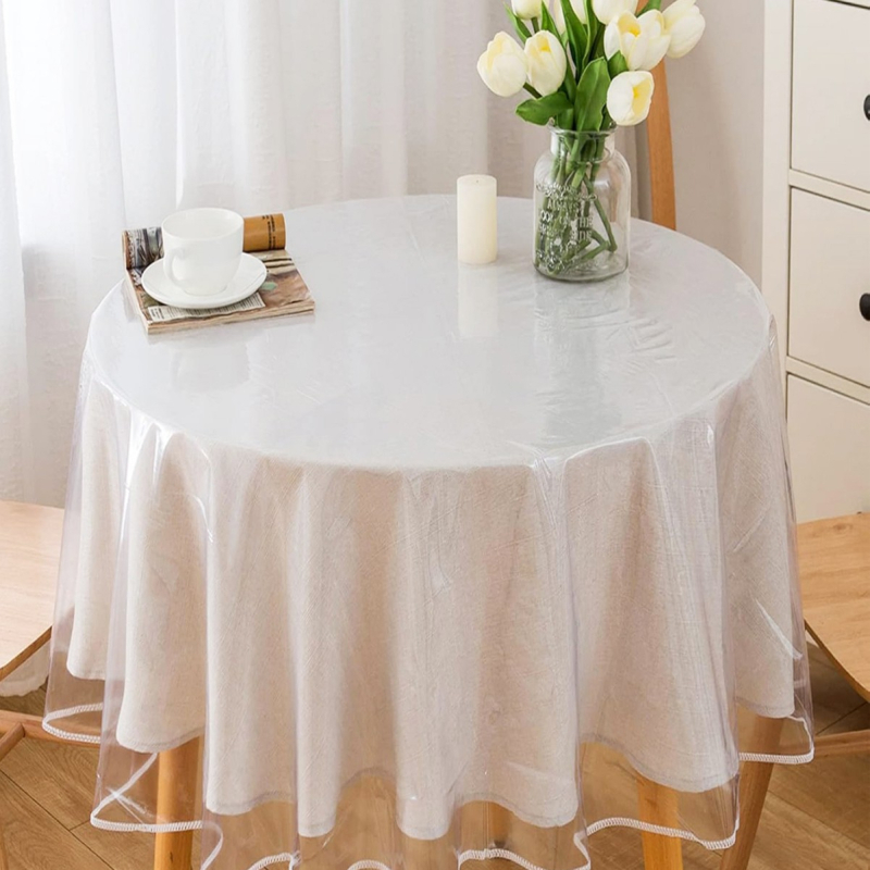 Shunmei κυκλικό τραπεζομάντηλο PVC, διαφανές άκρο, αδιάβροχο και θερμική αντίσταση, ανθεκτικό σε λιπαρές ουσίες, σκανδιναβικό στυλ, μοτίβο 7875881