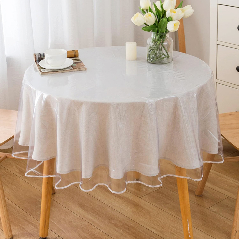 Shunmei κυκλικό τραπεζομάντηλο PVC, διαφανές άκρο, αδιάβροχο και θερμική αντίσταση, ανθεκτικό σε λιπαρές ουσίες, σκανδιναβικό στυλ, μοτίβο 7875881