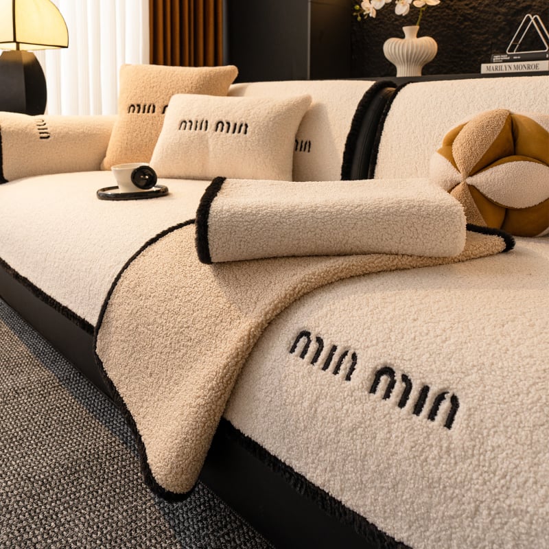 Μαξιλάρι καναπέ από βελούδινο ύφασμα, συμβατό με συνδυαστικούς καναπέδες, μινιμαλιστικό μοντέρνο στυλ, τύπος μαξιλαριού-pad, αντιολισθητική επιφάνεια