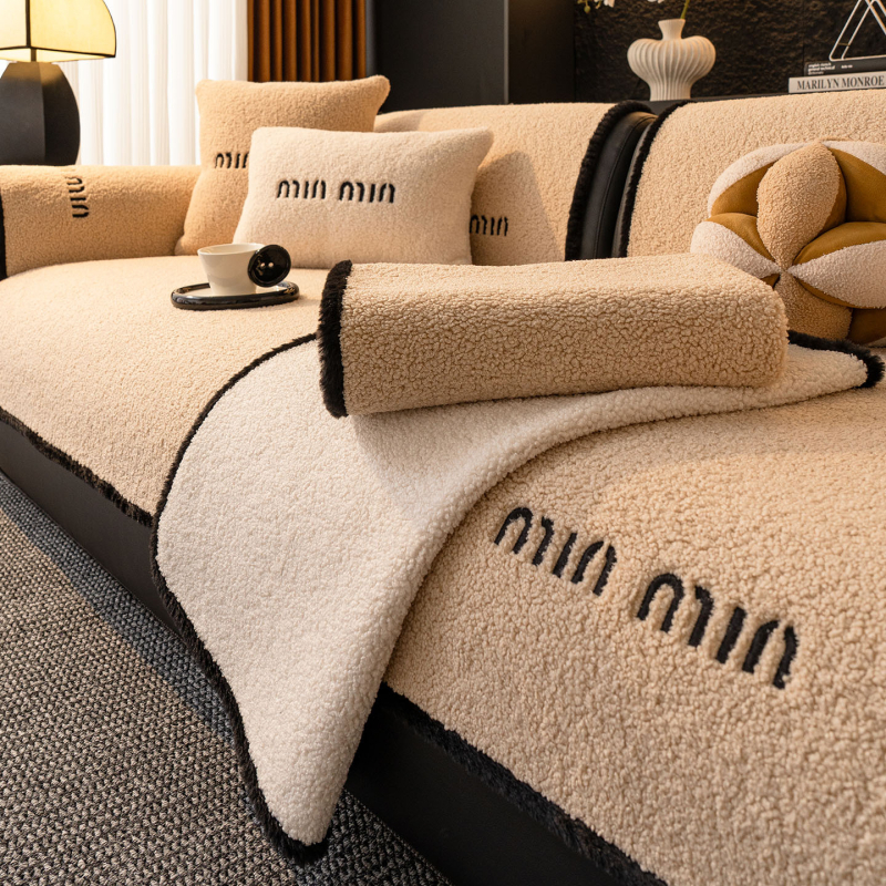 Μαξιλάρι καναπέ από βελούδινο ύφασμα, συμβατό με συνδυαστικούς καναπέδες, μινιμαλιστικό μοντέρνο στυλ, τύπος μαξιλαριού-pad, αντιολισθητική επιφάνεια