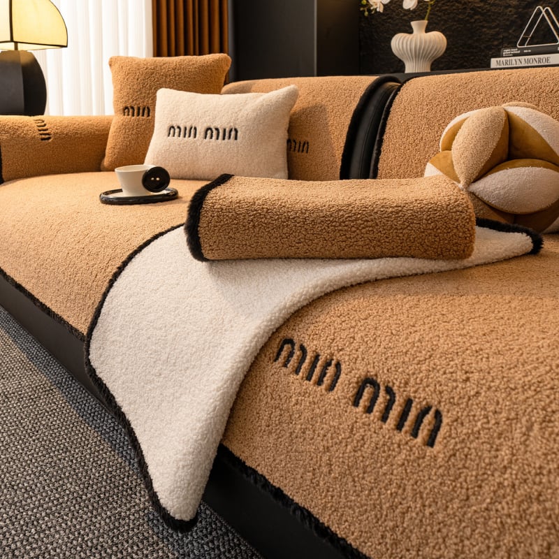 Μαξιλάρι καναπέ από βελούδινο ύφασμα, συμβατό με συνδυαστικούς καναπέδες, μινιμαλιστικό μοντέρνο στυλ, τύπος μαξιλαριού-pad, αντιολισθητική επιφάνεια