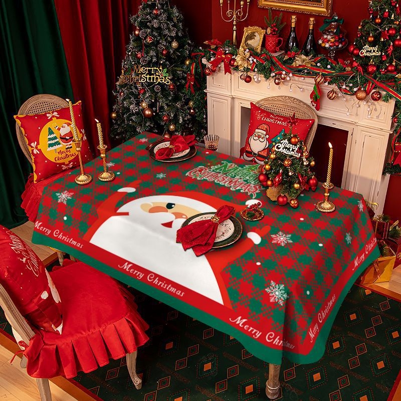 Plišani stolnjak kvadratnog oblika, uzorak pahulje/mreža/otisak, crtani stil; (Materijal: pliš; Oblik: kvadratni; Uzorak: pahulje snijega/mreža/otisak; Stil: crtani; Funkcije: otporno na nabor, otpornost na habanje, otpornost na visoke temperature)