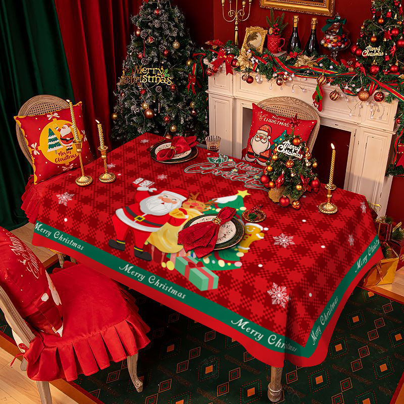 Plišani stolnjak kvadratnog oblika, uzorak pahulje/mreža/otisak, crtani stil; (Materijal: pliš; Oblik: kvadratni; Uzorak: pahulje snijega/mreža/otisak; Stil: crtani; Funkcije: otporno na nabor, otpornost na habanje, otpornost na visoke temperature)