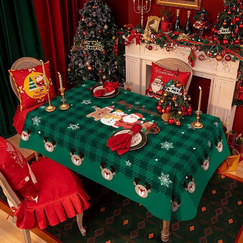 Plišani stolnjak kvadratnog oblika, uzorak pahulje/mreža/otisak, crtani stil; (Materijal: pliš; Oblik: kvadratni; Uzorak: pahulje snijega/mreža/otisak; Stil: crtani; Funkcije: otporno na nabor, otpornost na habanje, otpornost na visoke temperature)