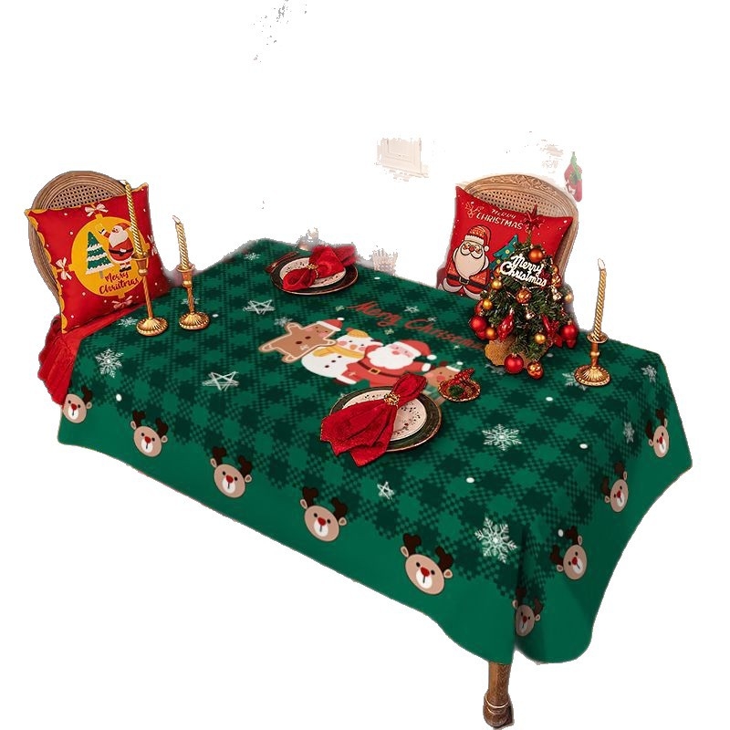 Plišani stolnjak kvadratnog oblika, uzorak pahulje/mreža/otisak, crtani stil; (Materijal: pliš; Oblik: kvadratni; Uzorak: pahulje snijega/mreža/otisak; Stil: crtani; Funkcije: otporno na nabor, otpornost na habanje, otpornost na visoke temperature)