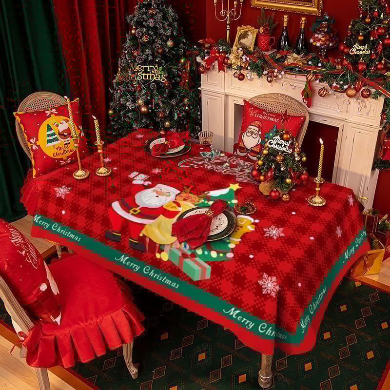 Plišani stolnjak kvadratnog oblika, uzorak pahulje/mreža/otisak, crtani stil; (Materijal: pliš; Oblik: kvadratni; Uzorak: pahulje snijega/mreža/otisak; Stil: crtani; Funkcije: otporno na nabor, otpornost na habanje, otpornost na visoke temperature)