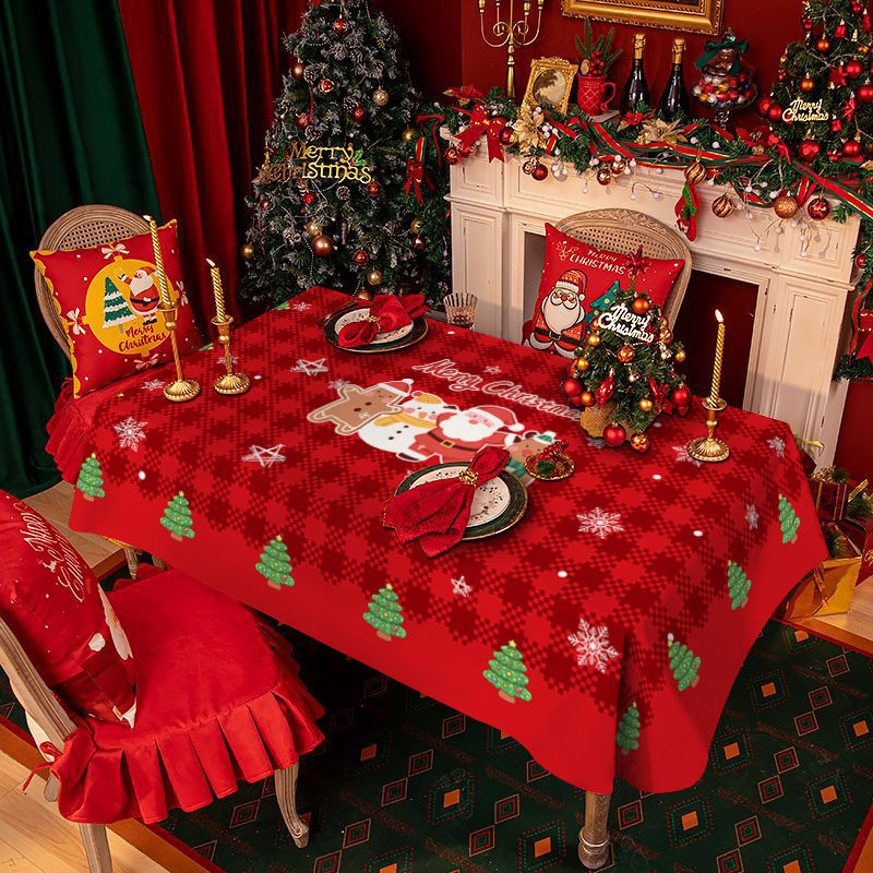 Plišani stolnjak kvadratnog oblika, uzorak pahulje/mreža/otisak, crtani stil; (Materijal: pliš; Oblik: kvadratni; Uzorak: pahulje snijega/mreža/otisak; Stil: crtani; Funkcije: otporno na nabor, otpornost na habanje, otpornost na visoke temperature)