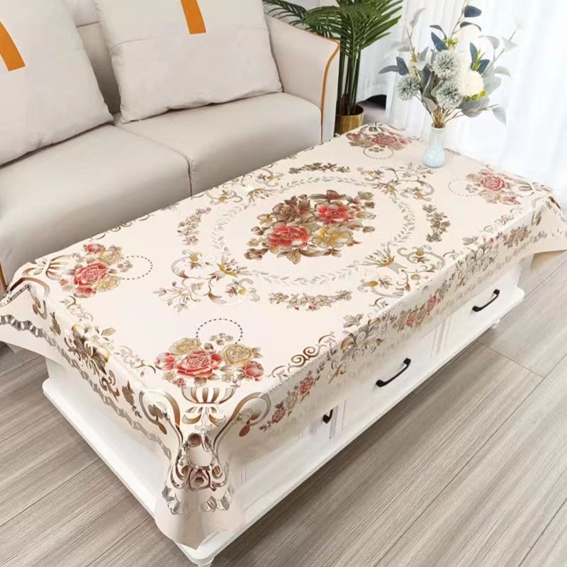 PVC stolni ubrus, vodootporan i otporan na masnoću, s motivom božura, američkog stila visoke kvalitete, za blagovaonski stol i stolić za kavu.