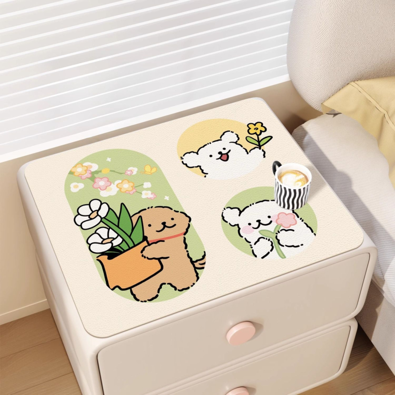 Podmetač za noćni ormarić, protuklizni, otporan na opeklinu, PVC, kvadratni, s ljubkim motivom životinja