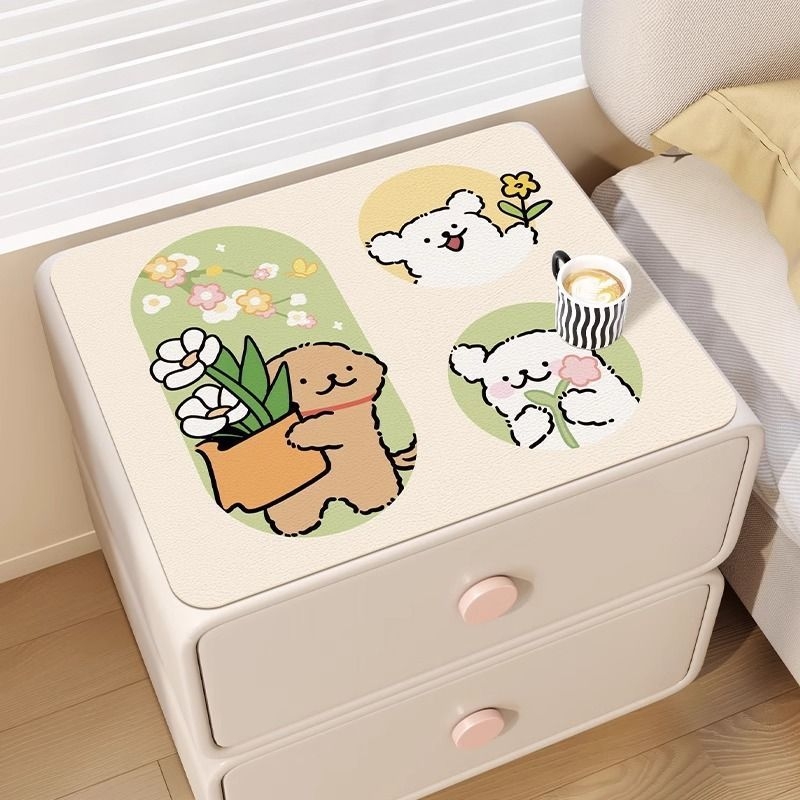 Podmetač za noćni ormarić, protuklizni, otporan na opeklinu, PVC, kvadratni, s ljubkim motivom životinja