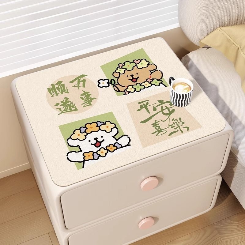 Podmetač za noćni ormarić, protuklizni, otporan na opeklinu, PVC, kvadratni, s ljubkim motivom životinja