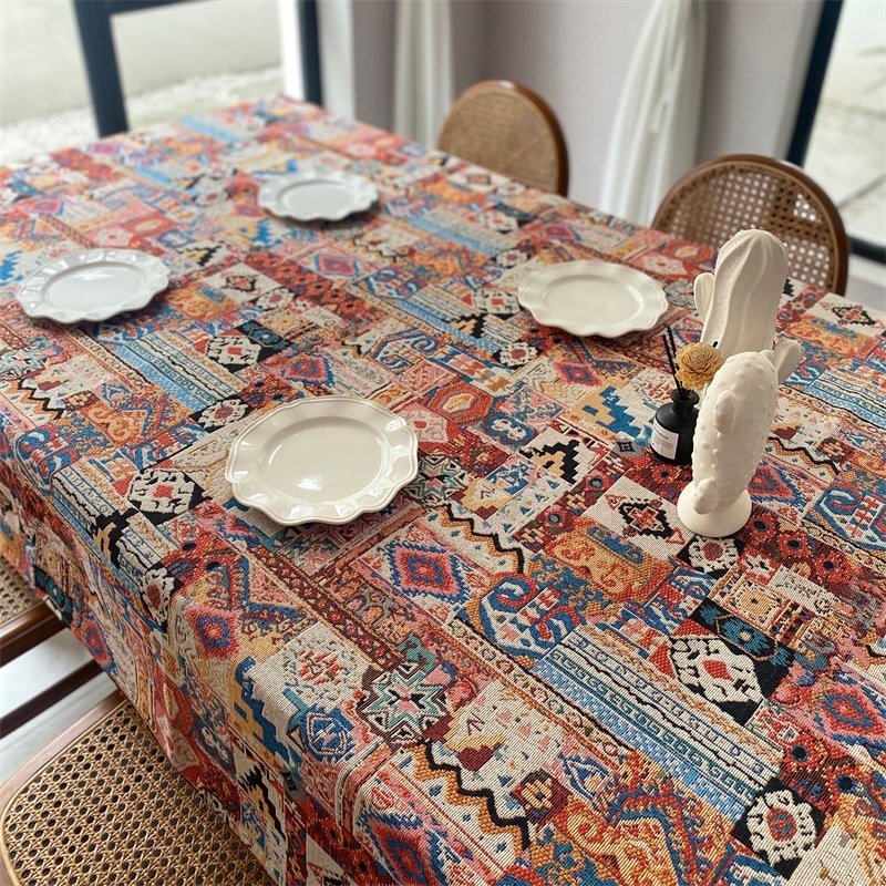 Stolnjak u boemskom stilu s marokanskom inspiracijom, poliester, pravokutni oblik, razni uzorci, otporan na prašinu i dekorativan