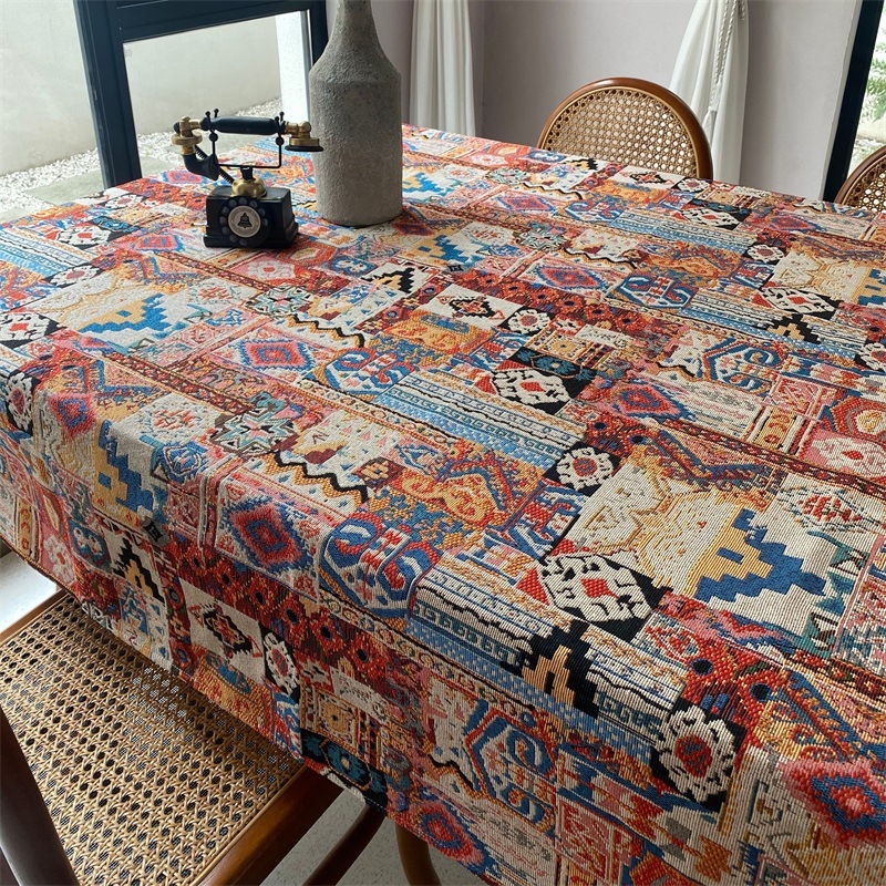 Stolnjak u boemskom stilu s marokanskom inspiracijom, poliester, pravokutni oblik, razni uzorci, otporan na prašinu i dekorativan