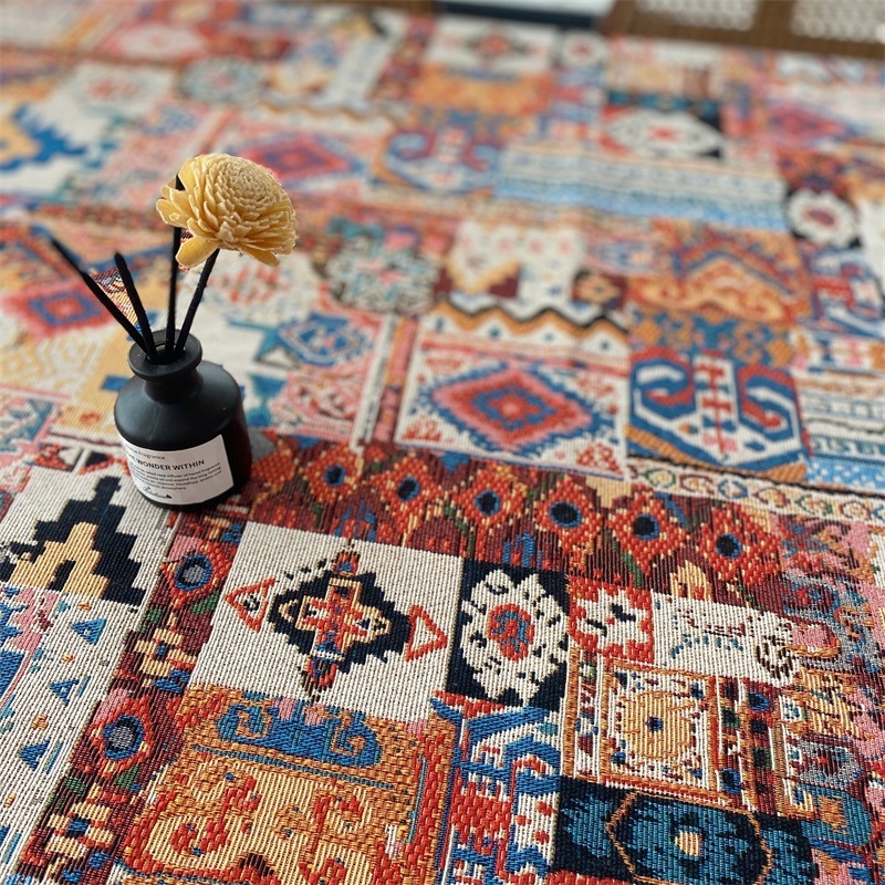 Stolnjak u boemskom stilu s marokanskom inspiracijom, poliester, pravokutni oblik, razni uzorci, otporan na prašinu i dekorativan