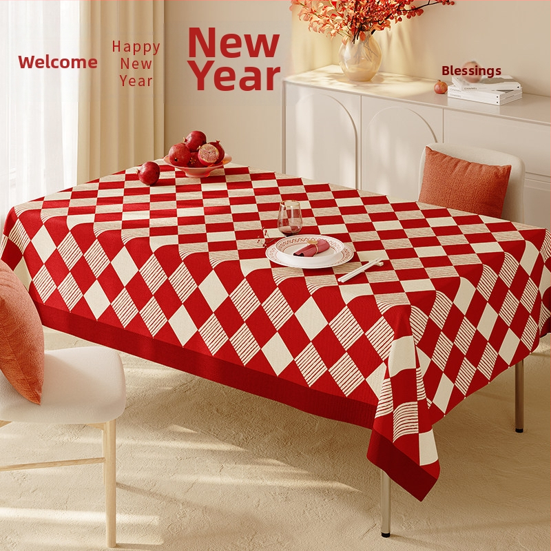 Stolnjak od pamuk-lan mješavine, karirani uzorak, nepravilan oblik, otporan na bore, lako se čisti