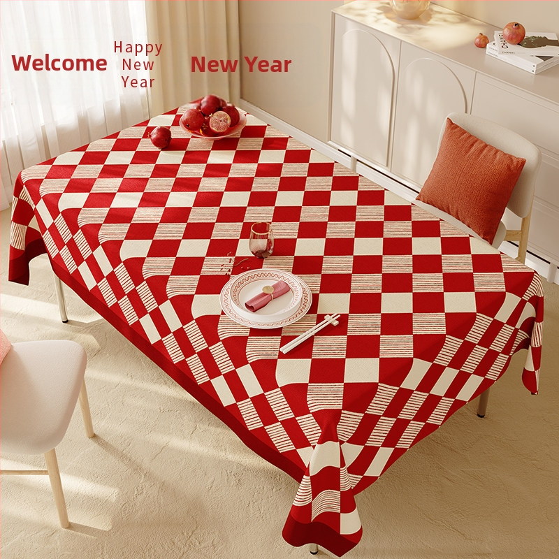 Stolnjak od pamuk-lan mješavine, karirani uzorak, nepravilan oblik, otporan na bore, lako se čisti