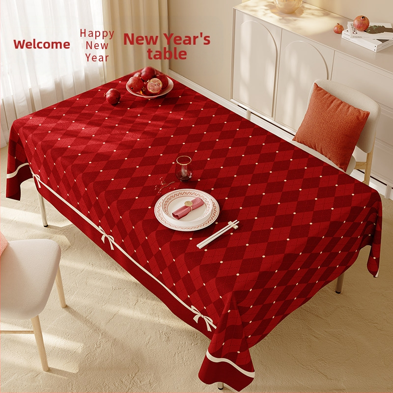 Stolnjak od pamuk-lan mješavine, karirani uzorak, nepravilan oblik, otporan na bore, lako se čisti