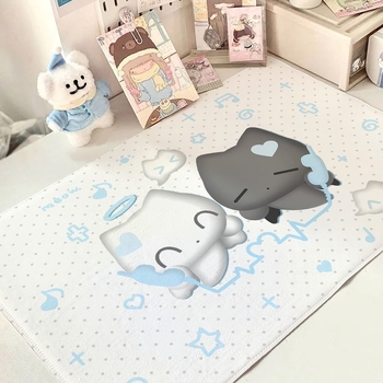 Stolni ubrus od pamuk-lino smeše, kvadratnog oblika, japanski stil, s sladkim motivom životinja, otporan na nabor i toplinsku izolaciju