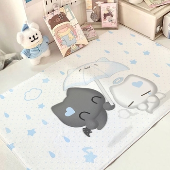 Stolni ubrus od pamuk-lino smeše, kvadratnog oblika, japanski stil, s sladkim motivom životinja, otporan na nabor i toplinsku izolaciju