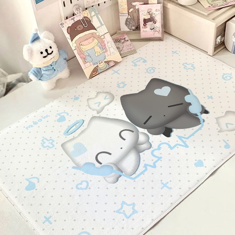 Stolni ubrus od pamuk-lino smeše, kvadratnog oblika, japanski stil, s sladkim motivom životinja, otporan na nabor i toplinsku izolaciju