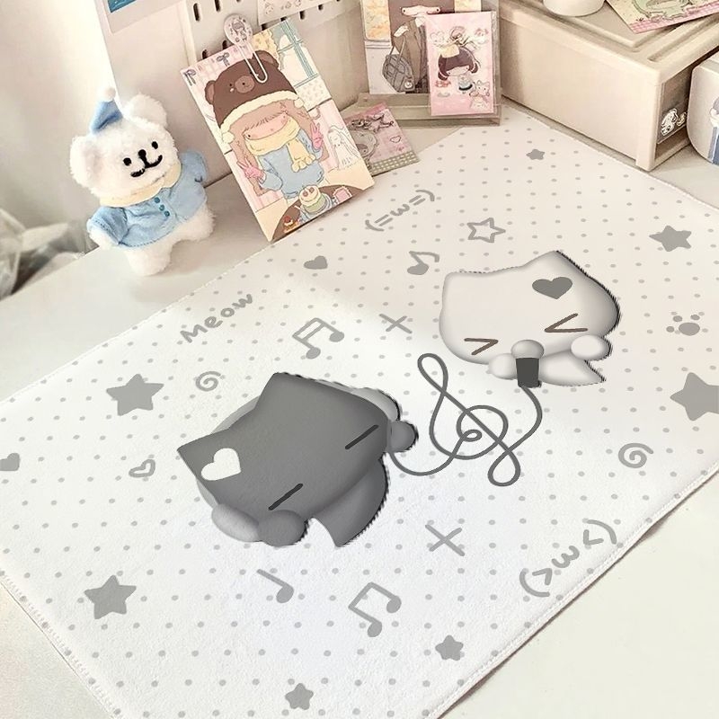 Stolni ubrus od pamuk-lino smeše, kvadratnog oblika, japanski stil, s sladkim motivom životinja, otporan na nabor i toplinsku izolaciju