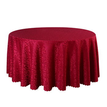 Față de masă rotundă din poliester, jacquard, model floral (material: poliester; formă: rotund; model: floral; funcție: rezistent la uzură)