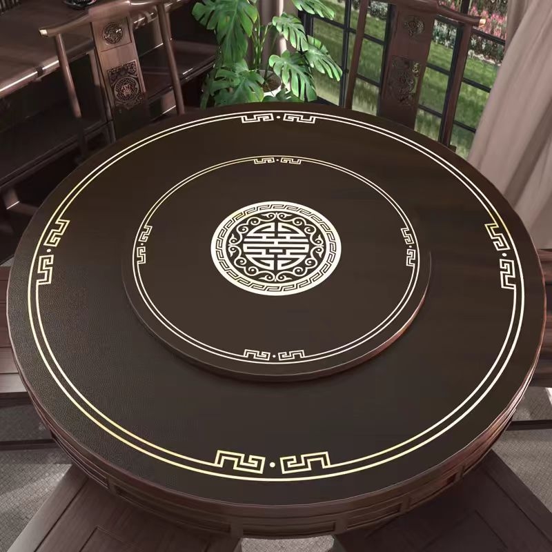 Față de masă rotundă din PVC, stil clasic chinezesc, cu model de plante și flori, impermeabilă, rezistentă la ulei, anti-murdărire, izolație termică