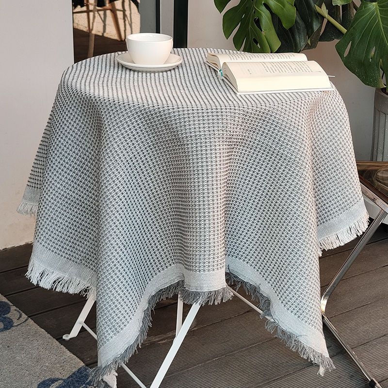 Stolnjak s francuskim prepletenim wafl uzorkom, tkanina od poliestera i pamuka, japanski inspiriran stil, nordijski lagani luksuz.
